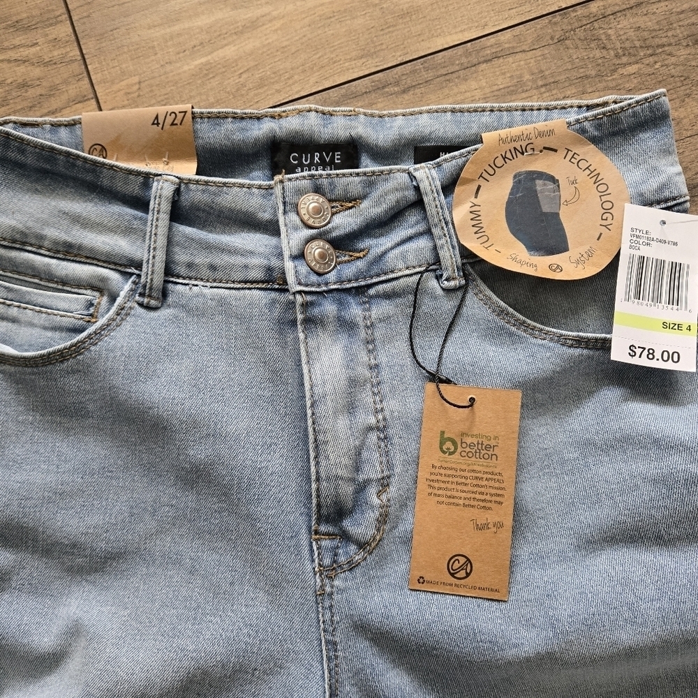 Curve Appeal Women's High Rise Wide Leg Light Blue Jeans Size 4/27.  Nwt - Picture 7 of 13